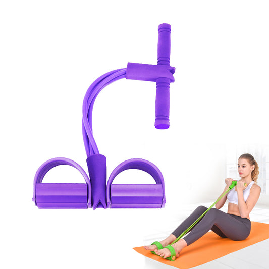 Adjustable 4-Tube Latex Resistance Band Set for Strength Training