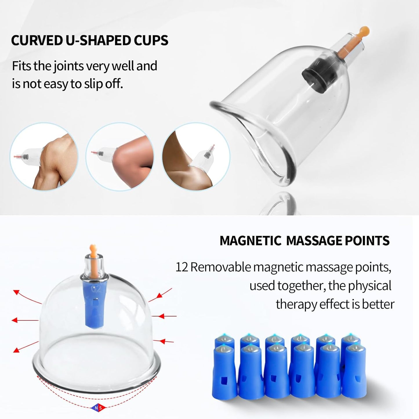 Complete Vacuum Cupping Set with 32 Silicone Cups & Manual Pump