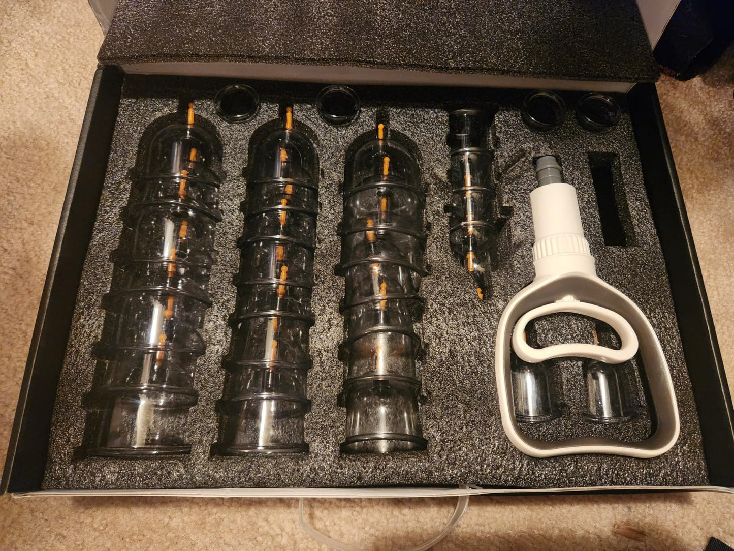 Complete Vacuum Cupping Set with 32 Silicone Cups & Manual Pump