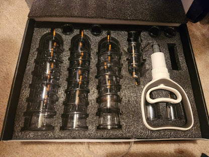 Complete Vacuum Cupping Set with 32 Silicone Cups & Manual Pump