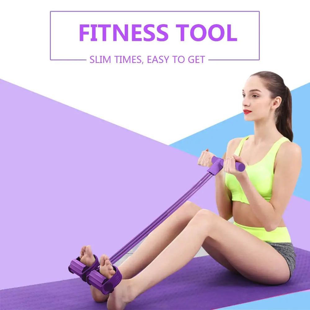 Adjustable 4-Tube Latex Resistance Band Set for Strength Training