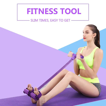 Adjustable 4-Tube Latex Resistance Band Set for Strength Training