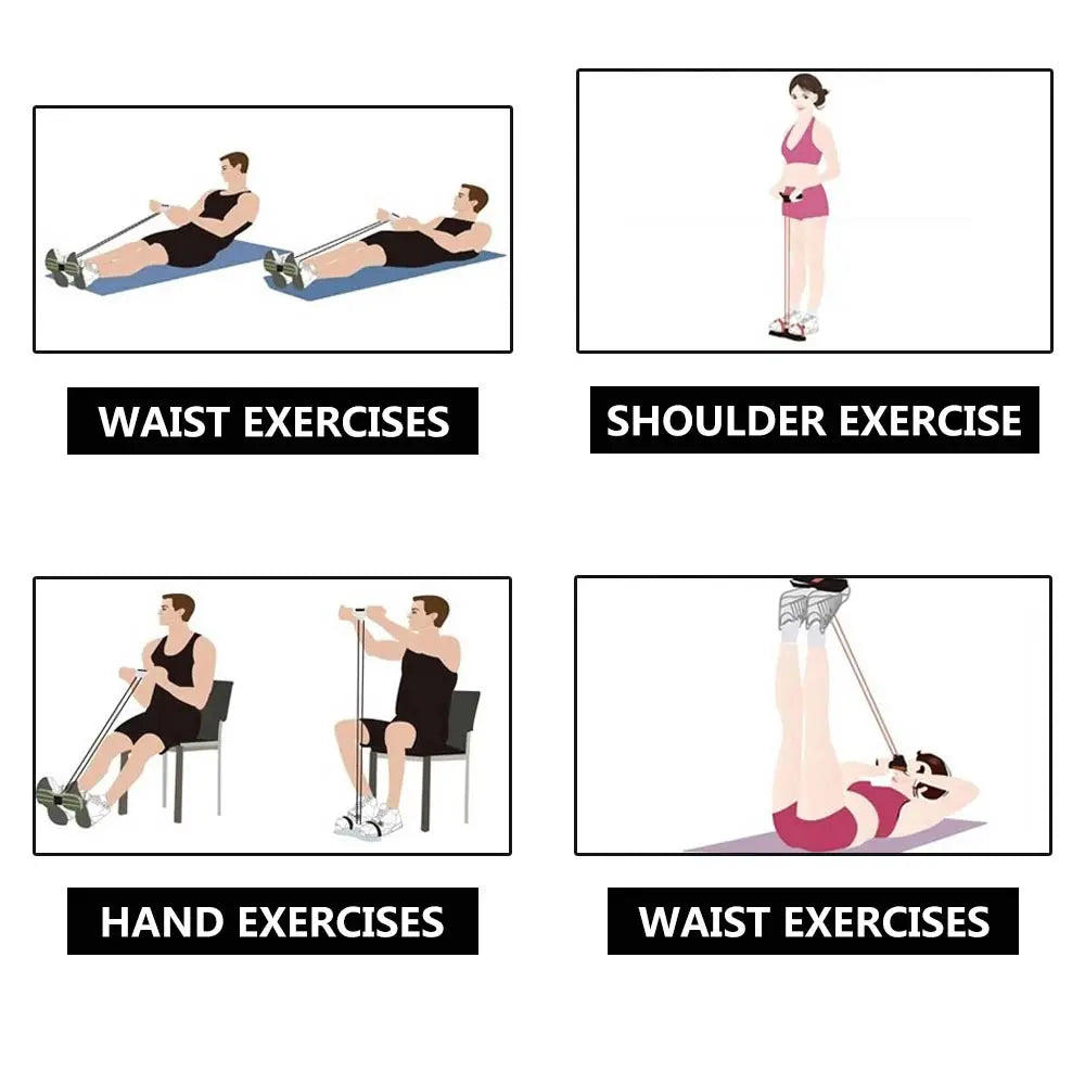 Adjustable 4-Tube Latex Resistance Band Set for Strength Training