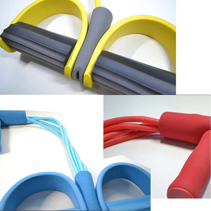 Adjustable 4-Tube Latex Resistance Band Set for Strength Training